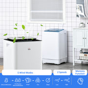 Portable 16L Dehumidifier with Air Purifier and Timer for Home Laundry Use, White