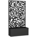 Outsunny Metal Garden Bed with Trellis, Wall Mounted or Freestanding Raised Planter with Privacy Panel, Black Outsunny