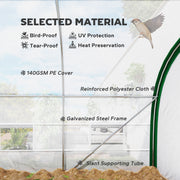 Walk In Polytunnel Greenhouse With Mesh Windows And Zipped Doors For Garden Use White AOSOM