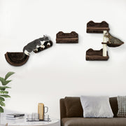 Wall Mounted Cat Shelves with Hammock Nest and Scratching Post for Climbing Fun Brown