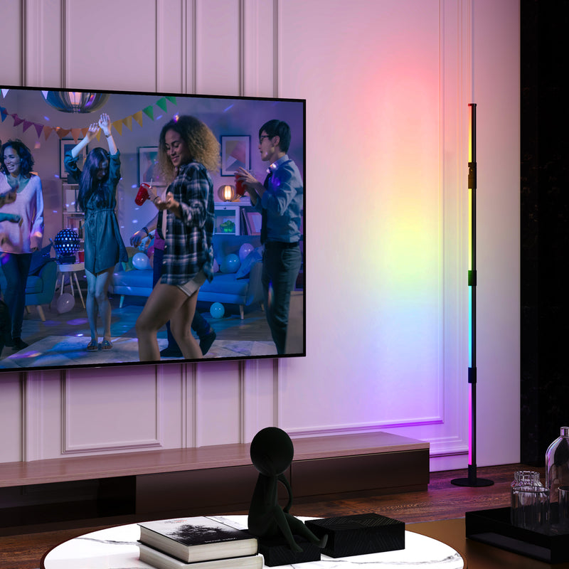 LED Colour Changing Corner Floor Lamp with RGB Music Sync and Remote Control by HOMCOM