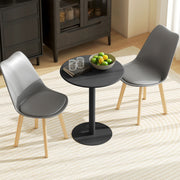 Round Dining Table With Steel Base For Kitchen Or Living Room Use 60cm Black AOSOM