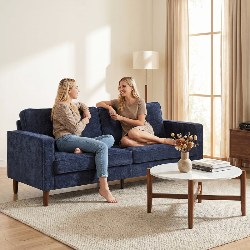 3 Seater Sofa for Spacious Family Seating with Soft Velvet Upholstery Dark Blue