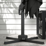 Dark Grey 3m Cantilever Garden Parasol With Base And Solar LED Lights For Shade