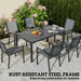 7 Piece Garden Dining Set with Stackable Chairs and Slatted Table by Outsunny