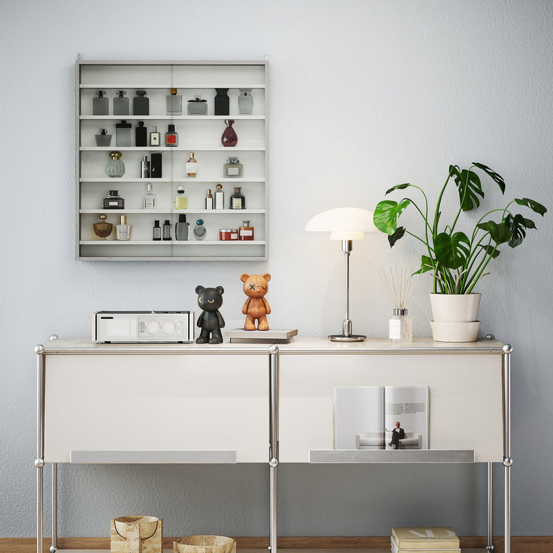 Graphite Wood Effect Display Cabinet with Glass Doors and Six Shelves