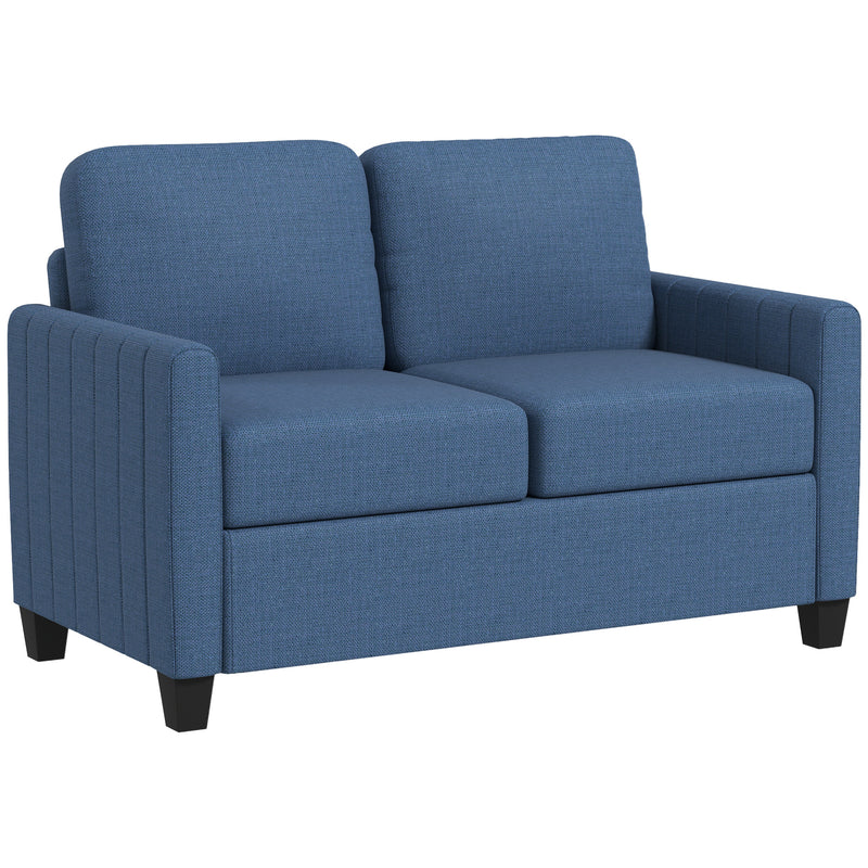 Blue 2 Seat Sofa Linen Look Modern Design Comfortable and Stylish by HOMCOM