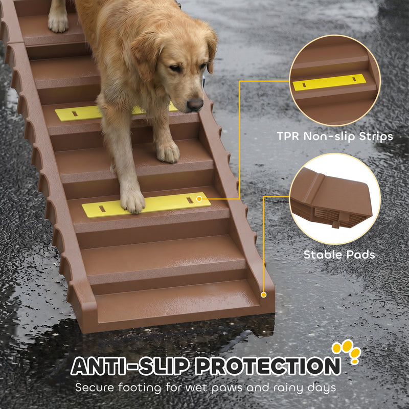 Dog Car Ramp for Easy Pet Access with Anti Slip Surface and Foldable Design Brown