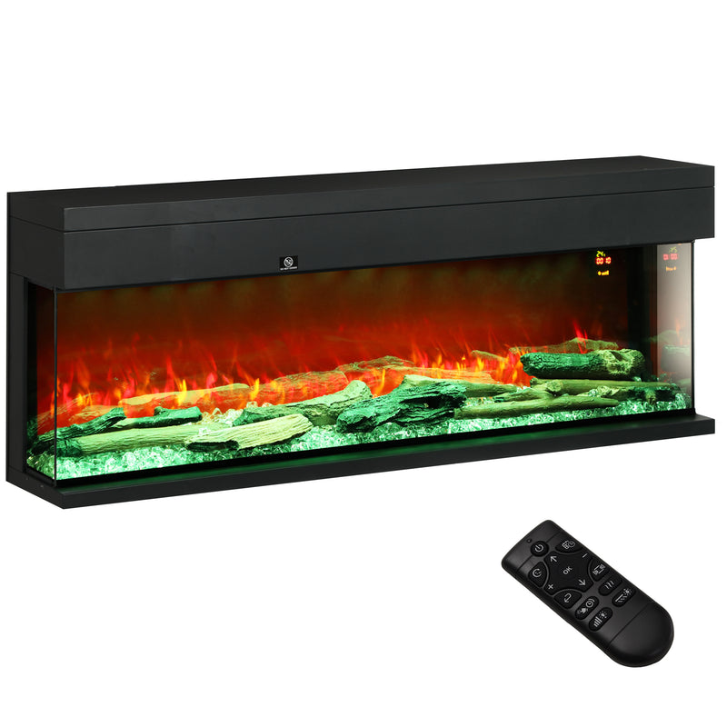 Glass Panel Convector Heater 1800W with Adjustable Flame and Temperature Control by Homcom
