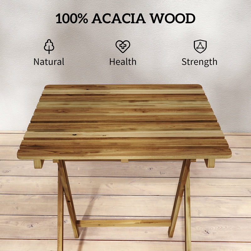 Small Folding Garden Table for Easy Outdoor Dining and Entertaining, Natural Acacia Wood Outsunny