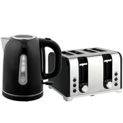 4 Slice Toaster and 17L Rapid Boil Kettle Set With Strix Control and Crumb Tray Black