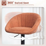 Set of 2 Swivel Tub Bar Stools with Footrest for Home Bar or Kitchen, Orange