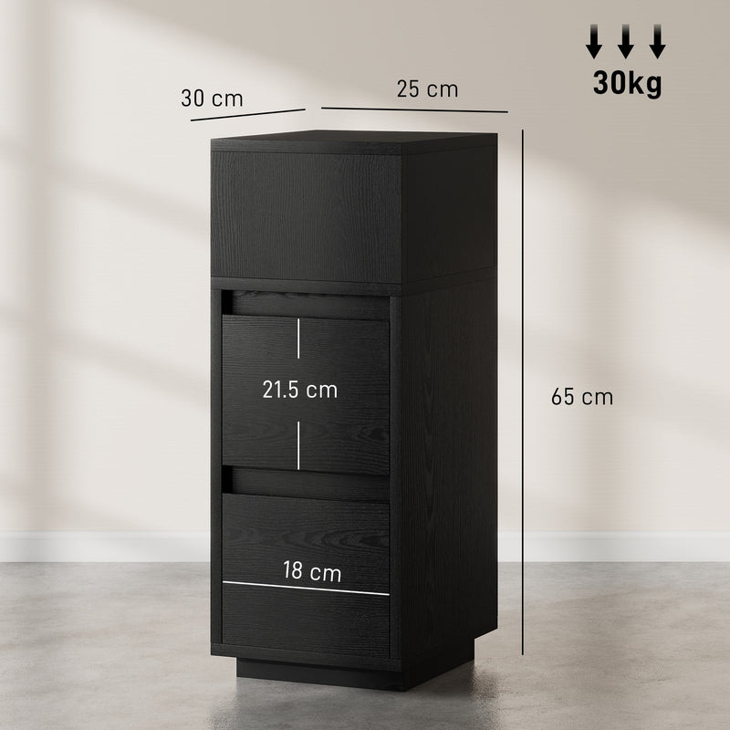 Slim Bedside Table with Drawers and Open Shelf for Small Bedrooms