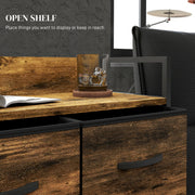 Industrial Chest of 4 Fabric Storage Drawers with Wooden Frame for Bedroom or Hallway Rustic Brown