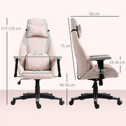 Pale Pink Fabric Gaming Chair With Lumbar Support And Headrest For Comfortable Play
