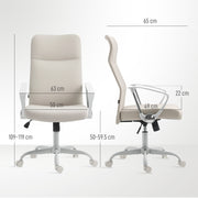 Cream High Back Fabric Office Chair With Padded Seat For Home Or Work Comfort
