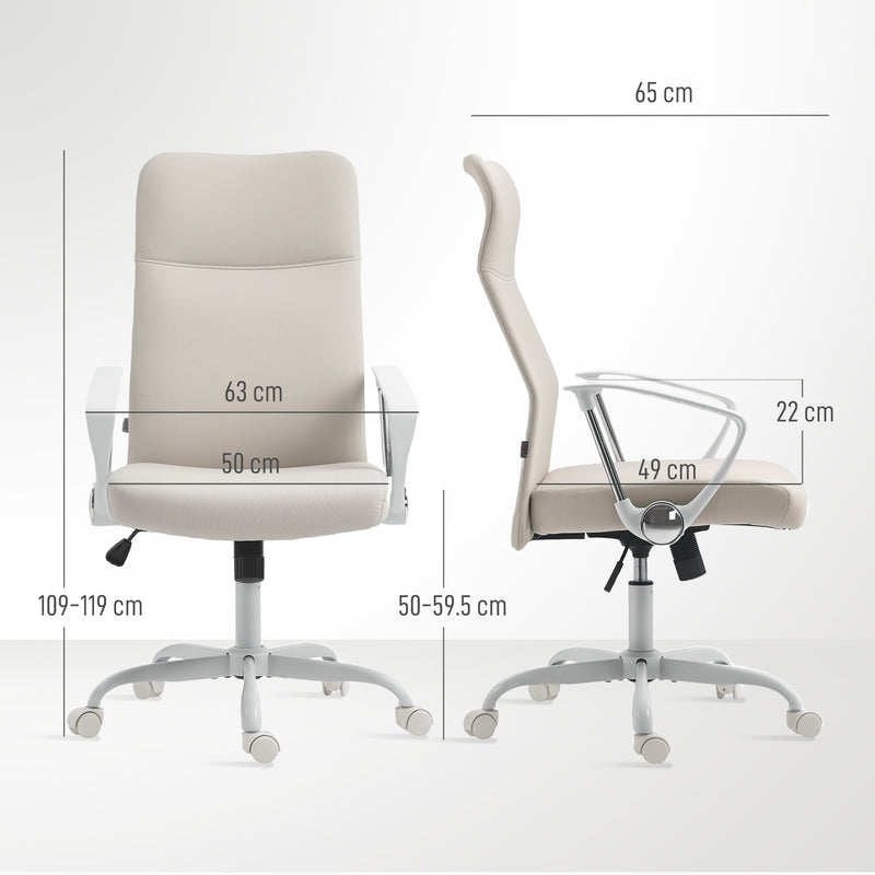 Cream High Back Fabric Office Chair With Padded Seat For Home Or Work Comfort