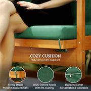 Wooden 3 Seater Garden Swing Chair Convertible Hammock Bench Lounger Dark Green Cushions by Outsunny