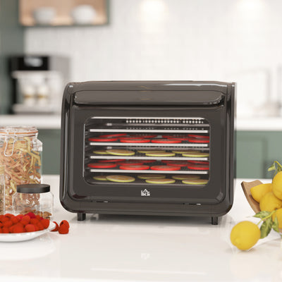Black Six Tray Food Dehydrator Adjustable Temperature 35-70 Degrees Centigrade by HOMCOM