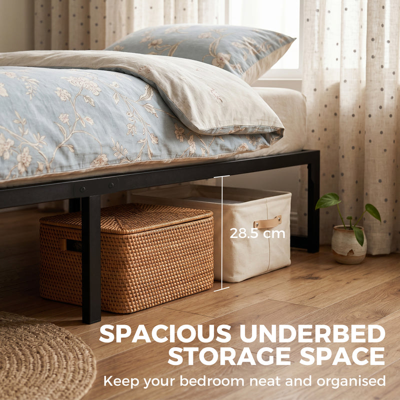 Single Bed Frame with Underbed Storage for Small Bedrooms Black