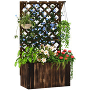 Wooden Planter with Trellis Freestanding Raised Garden Bed with Liner for Outdoor Plants by Outsunny