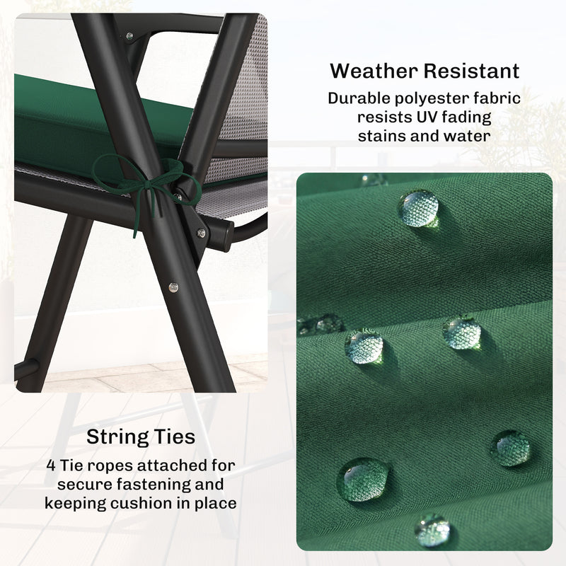 Set of 6 Padded Chair Cushions for Indoor or Outdoor Comfort with Removable Covers Green Outsunny