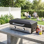 Tabletop Gas BBQ with 2 Burners and Large Griddle for Easy Outdoor Cooking Black Outsunny
