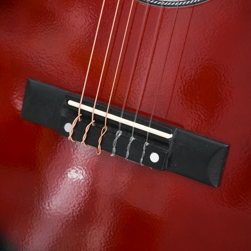 Three Quarter Acoustic Guitar Set For Beginners With Carry Case Ideal For Learning Red AOSOM