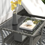 Grey Rattan Square Outdoor Coffee Table With Storage Shelf Ideal For Patio or Garden Use