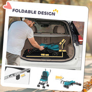 Pet Stroller for Small Dogs or Cats with Foldable Frame and Canopy Dark Green AOSOM