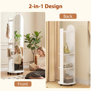 Full Length Mirror with Hidden Storage Shelves and Coat Hooks for Organised Bedrooms Brown Wood Effect Homcom