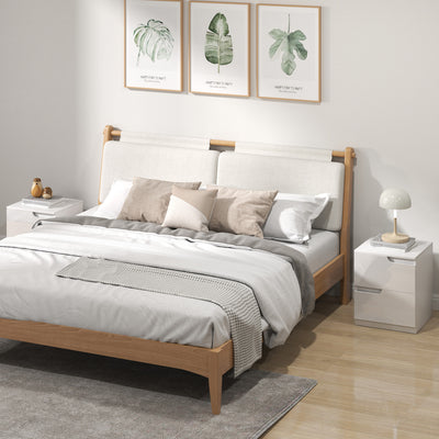 Set of 2 High Gloss Bedside Tables with Storage Shelves for Bedroom Organisation White