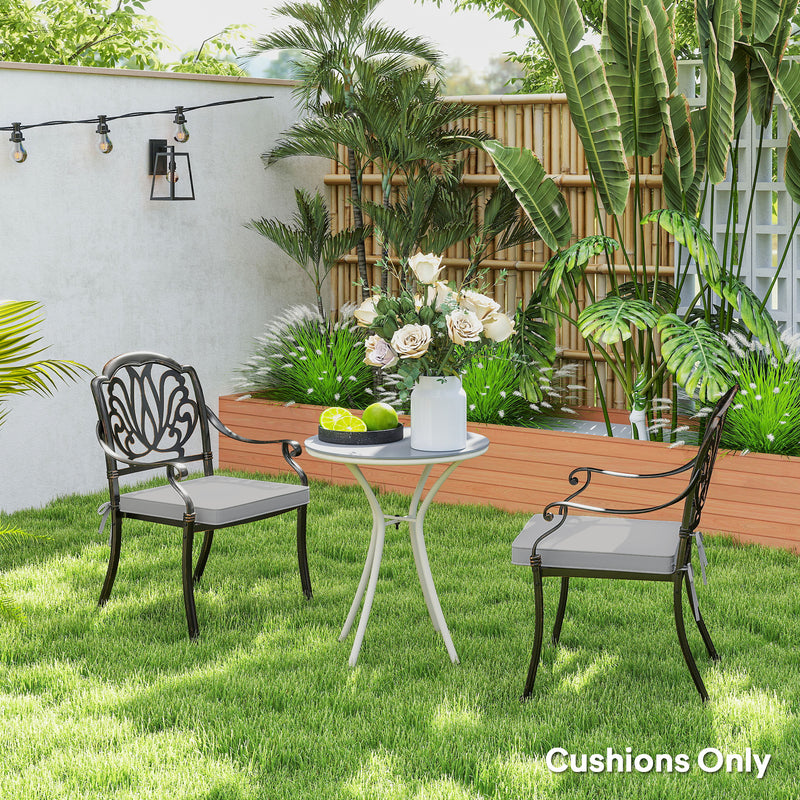 Light Grey Garden Chair Cushions Set of 2 Weather Resistant Outdoor Pads by Outsunny