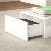 LED Coffee Table With Hidden Storage High Gloss Finish Ideal For Modern Living Rooms White