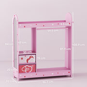 Kids Clothes Rail with Mirror Shelves and Fabric Storage for Bedroom and Nursery Pink AOSOM