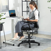 Ergonomic Mesh Drafting Office Chair With Lumbar Support And Footrest For Standing Desks Black