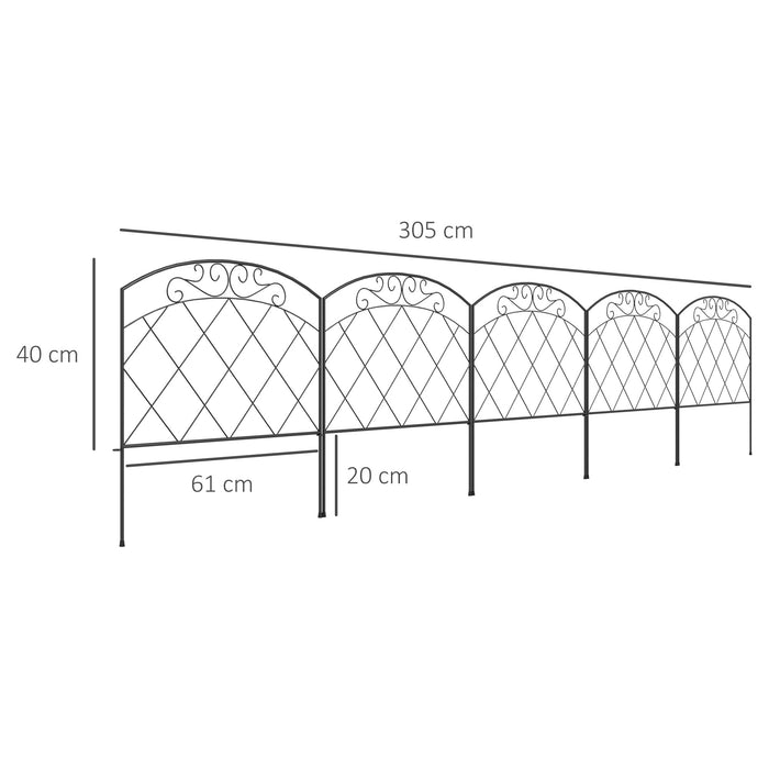 3m Decorative Metal Garden Fence with Diamond and Swirl Pattern by Outsunny