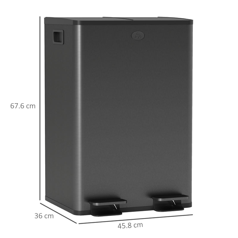 Kitchen Pedal Bin with Dual Compartments for Easy Rubbish and Recycling Separation