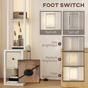 Modern LED Floor Lamp With Storage Shelves And Fabric Drawer For Living Room, White