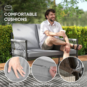 Grey 4 Seater Rattan Garden Furniture Set With Cushions by Outsunny