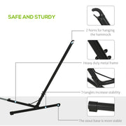 Double Garden Hammock with Adjustable Steel Stand and Pillow for Patio or Beach Green Stripes AOSOM