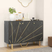 Modern Sideboard Storage Cabinet With Adjustable Shelves For Home Organisation, Black Marble Tone