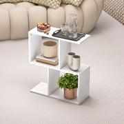 Slim 3 Tier S Shaped Side Table With Storage Shelves Ideal For Small Spaces White