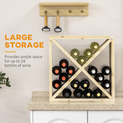 Set of 2 Wooden Wine Racks for 24 Bottles Each Ideal for Tabletop Storage Natural Wood AOSOM