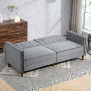 Dark Grey Velvet Feel Three Seater Sofa Bed with Cushioned Seat by HOMCOM