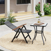 Outdoor Folding Grey Rattan Chair with Armrests and High Back for Garden and Camping by Outsunny