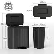 40L Dual Compartment Recycling Rubbish Bin With Soft Close Lid For Kitchen Use Black