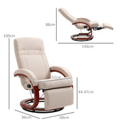 Reclining Swivel Armchair with Footrest for Relaxing at Home Office Use Beige