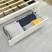 Double Ottoman Bed Frame with Storage Drawer Ideal for Bedrooms and Guest Rooms Cream