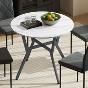 Round High Gloss Dining Table With Metal Legs Ideal For Kitchen Or Living Room White